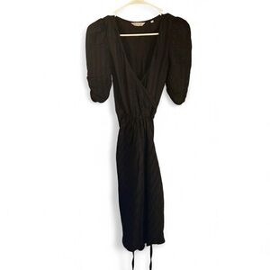 Anthropology Tylho Silk Black Striped V-Neck Dress Size XS